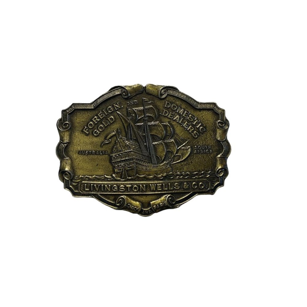 Vintage Belt Buckle Livingston Wells & Co by Lewis Buckles of Chicago
